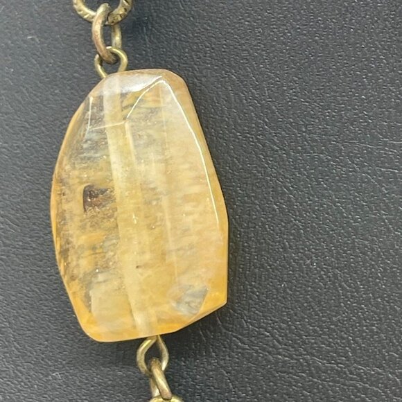 Cluster Rhinestone Stones Statement Bib Necklace Gold Tone 18 to 21 Inches - Picture 8 of 9